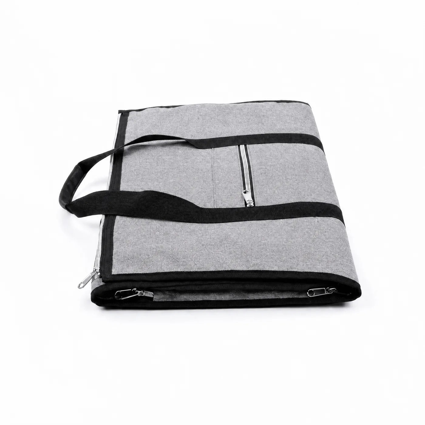 The garment layer folded around the central compartment